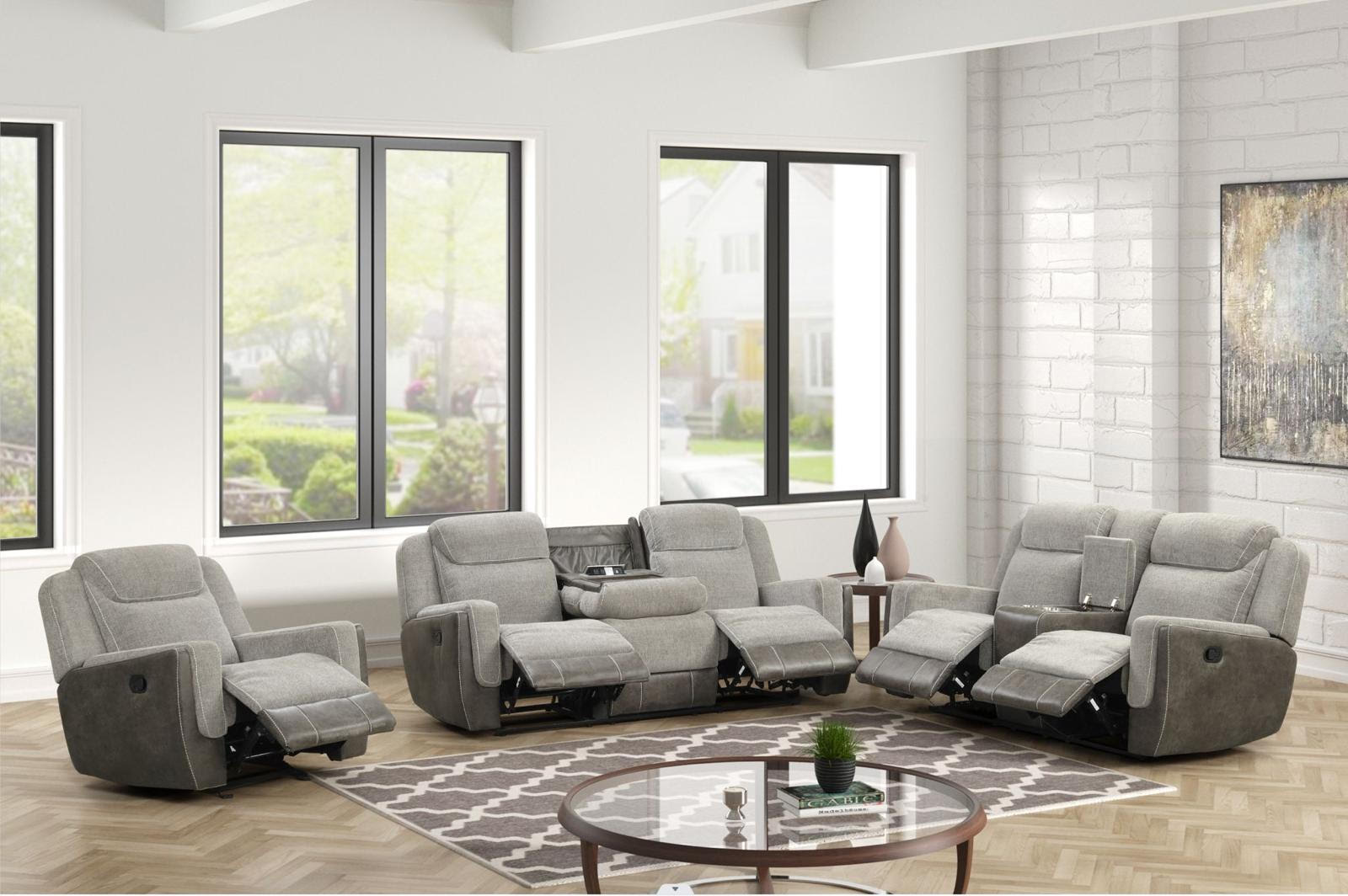 (COMING SOON) Dubai Gray Cashmere/Suede 3-Piece Motion Living Room Set - AW1150