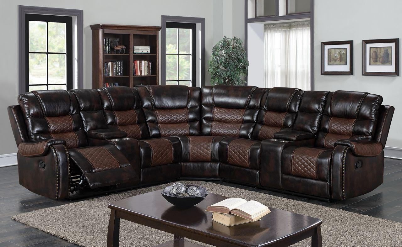 Victoria Air Leather Brown Sectional - AW1400