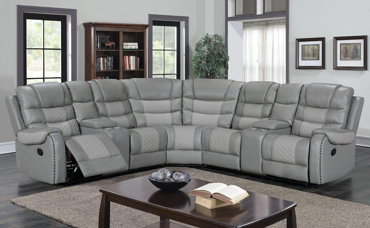 Victoria Air Leather Gray Sectional - AW1400