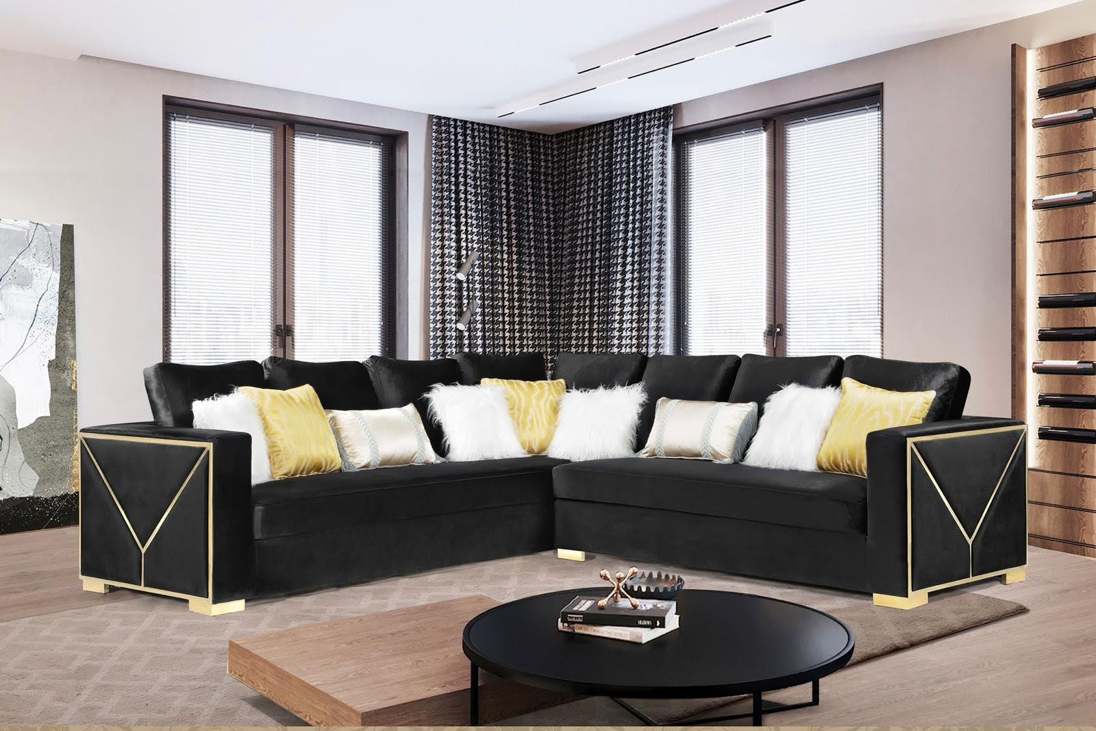 Parkridge Black Velvet 2 Piece Sectional - F177