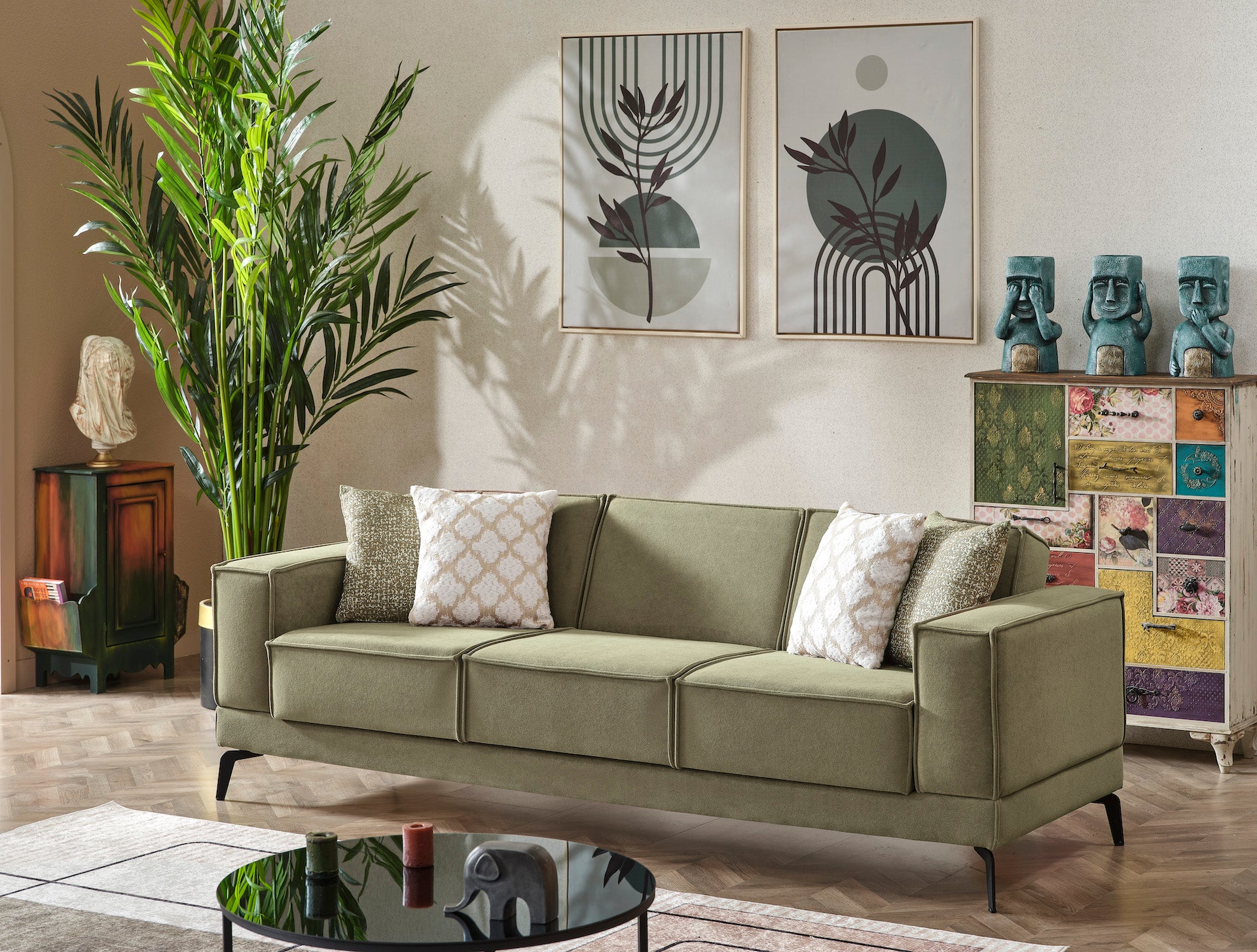 Forest Green Sofa/Love Sleeper Set