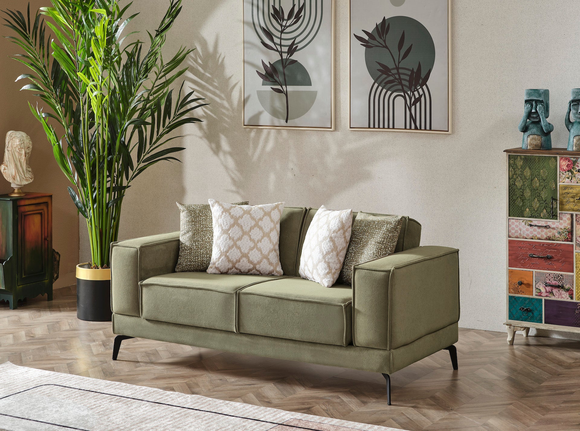 Forest Green Sofa/Love Sleeper Set