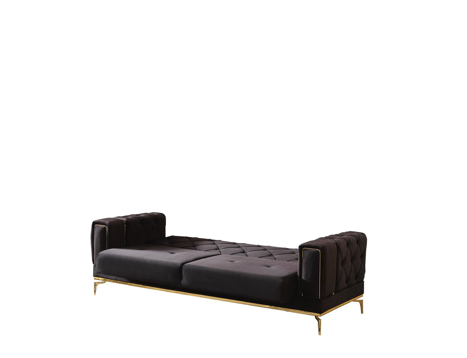 Valeria Velvet Black Sofa/Love Sleeper Set