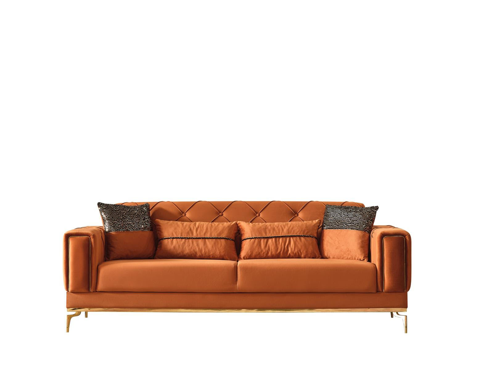 Valeria Velvet Orange Sofa/Love Sleeper Set