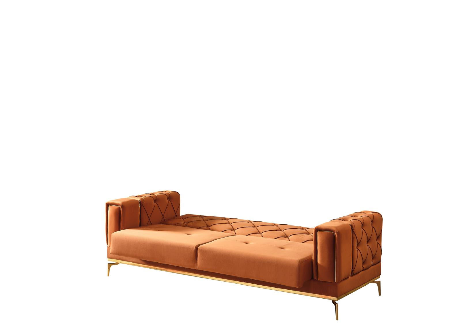 Valeria Velvet Orange Sofa/Love Sleeper Set