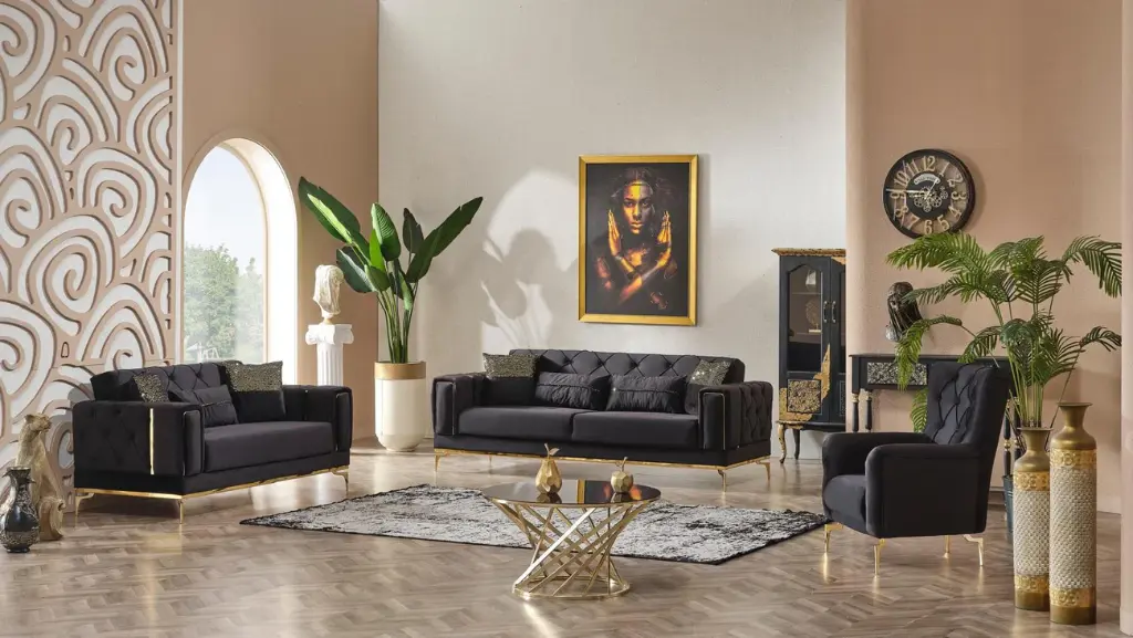 VALERIA BLACK-SOFA & LOVE-SET