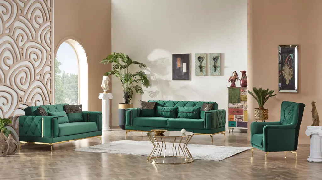 VALERIA GREEN-SOFA & LOVE-SET