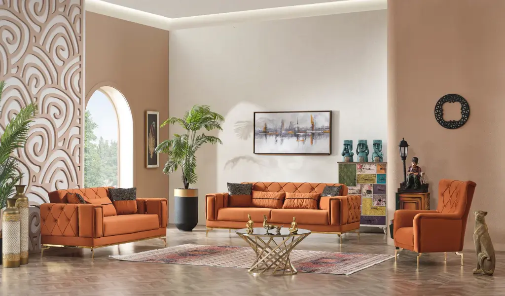 VALERIA ORANGE-SOFA & LOVE-SET