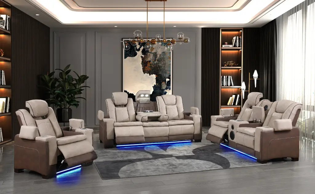 324 - BROWN-SOFA & LOVE-SET